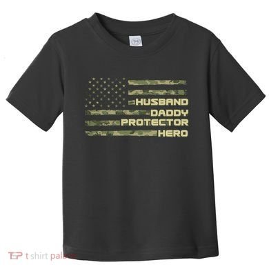 Husband Daddy Protection Hero US American Camo Flag Toddler T-Shirt