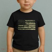 Husband Daddy Protection Hero US American Camo Flag Toddler T-Shirt thumb 2
