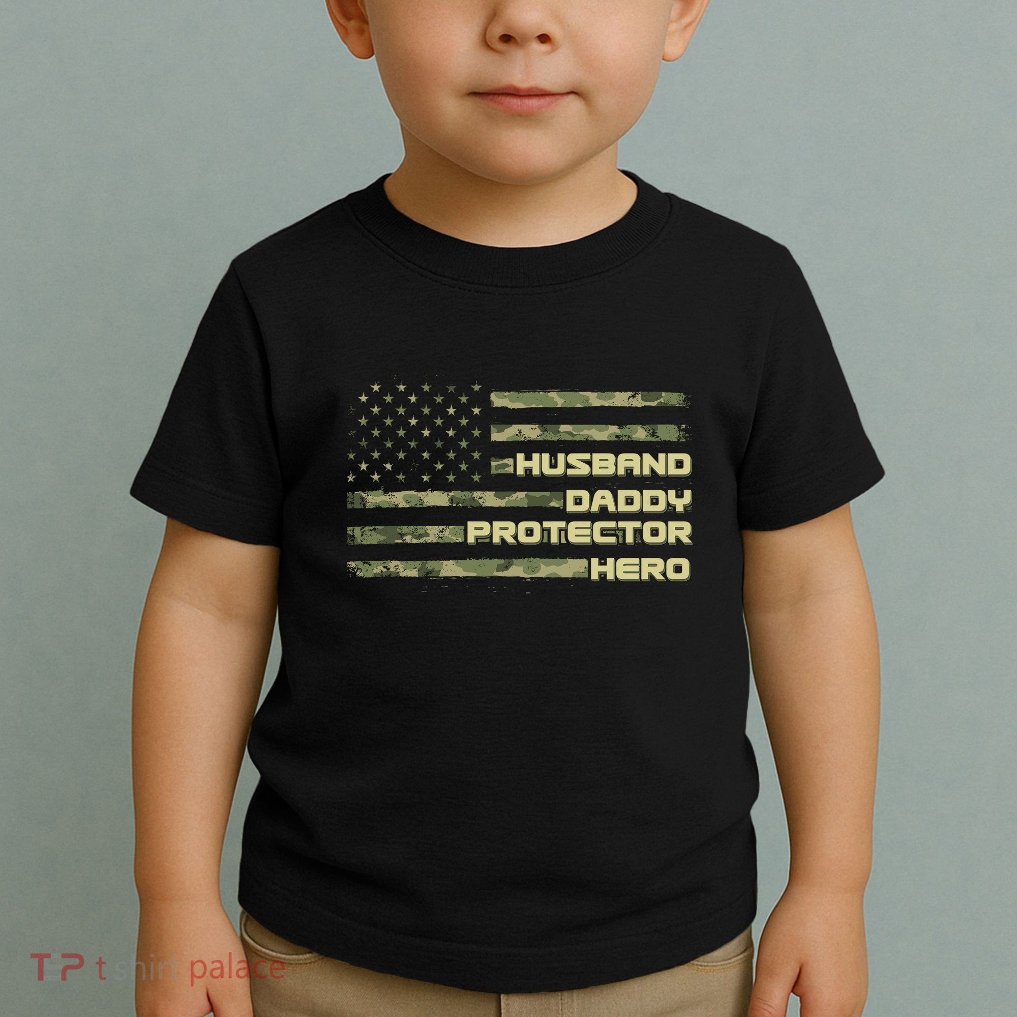 Husband Daddy Protection Hero US American Camo Flag Toddler T-Shirt