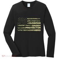 Husband Daddy Protection Hero US American Camo Flag Women's Long Sleeve Shirt thumb 0
