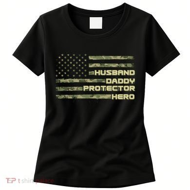 Husband Daddy Protection Hero US American Camo Flag Women's T-Shirt