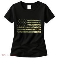 Husband Daddy Protection Hero US American Camo Flag Women's T-Shirt thumb 0