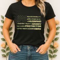 Husband Daddy Protection Hero US American Camo Flag Women's T-Shirt thumb 2