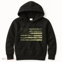 Husband Daddy Protection Hero US American Camo Flag Kids Hoodie thumb 0