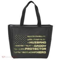 Husband Daddy Protection Hero US American Camo Flag Tote Bag thumb 0