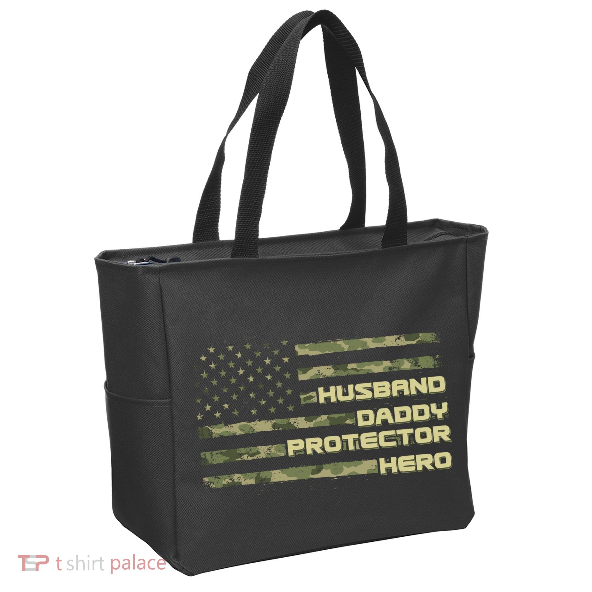 Husband Daddy Protection Hero US American Camo Flag Tote Bag