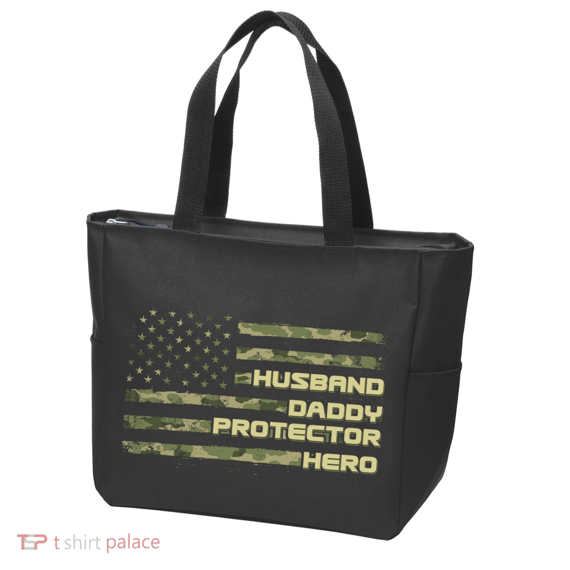 Husband Daddy Protection Hero US American Camo Flag Tote Bag
