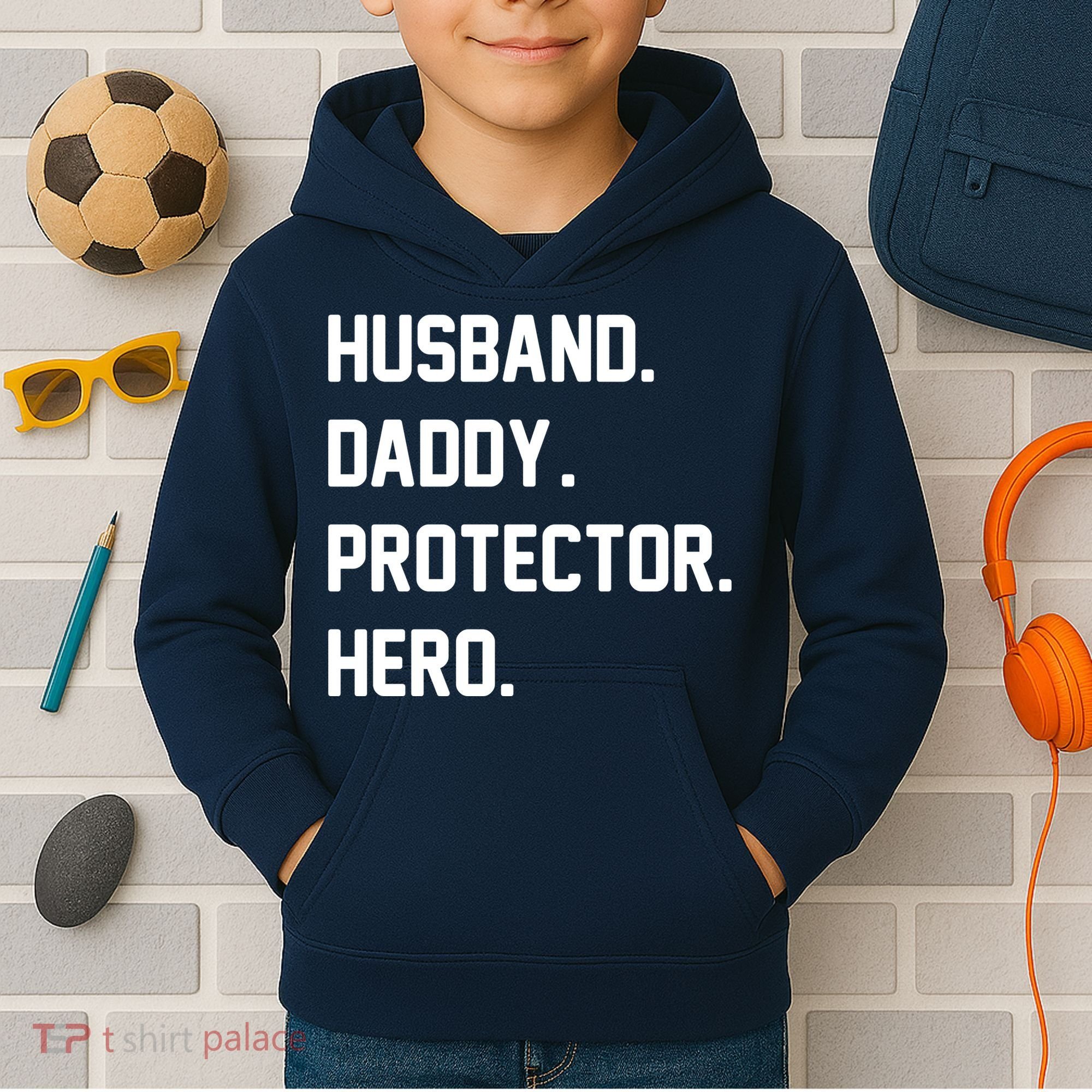 Husband Daddy Protector Hero Kids Hoodie
