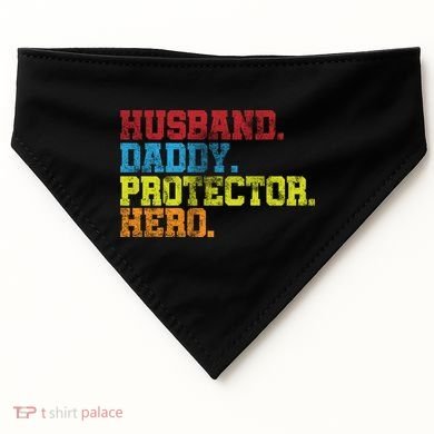 Husband Daddy Protector Hero Distressed USA-Made Doggie Bandana