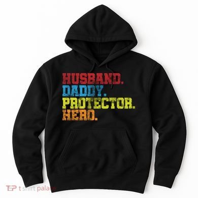 Husband Daddy Protector Hero Distressed Hoodie