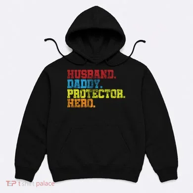 Husband Daddy Protector Hero Distressed Hoodie