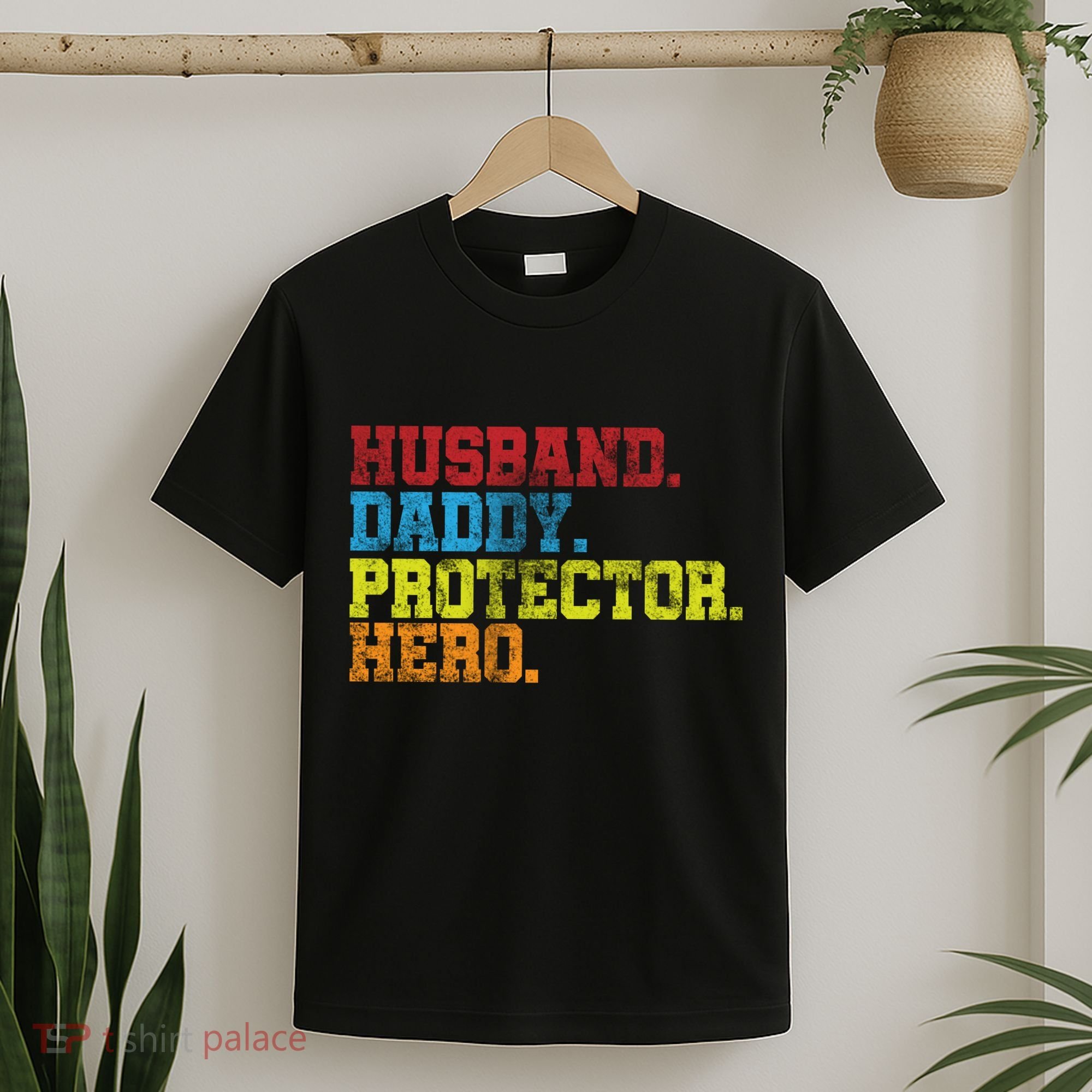 Husband Daddy Protector Hero Distressed T-Shirt