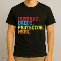 Husband Daddy Protector Hero Distressed T-Shirt thumb 3