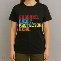 Husband Daddy Protector Hero Distressed T-Shirt thumb 4