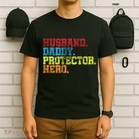 Husband Daddy Protector Hero Distressed T-Shirt thumb 6