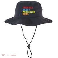 Husband Daddy Protector Hero Distressed Bucket Hat thumb 0