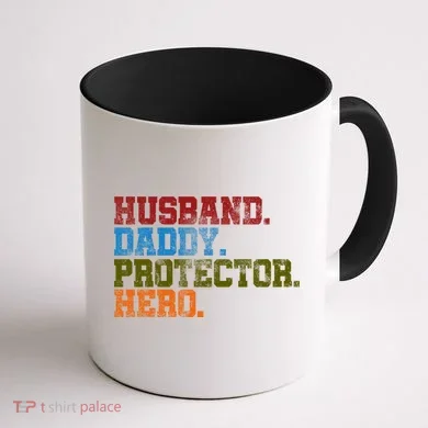 Husband Daddy Protector Hero Distressed Coffee Mug back