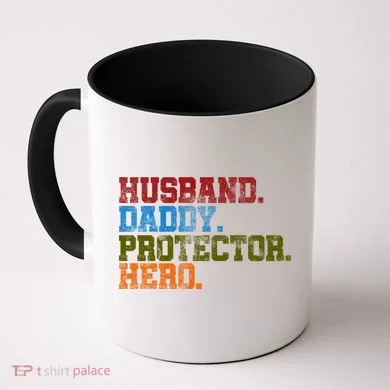 Husband Daddy Protector Hero Distressed Coffee Mug