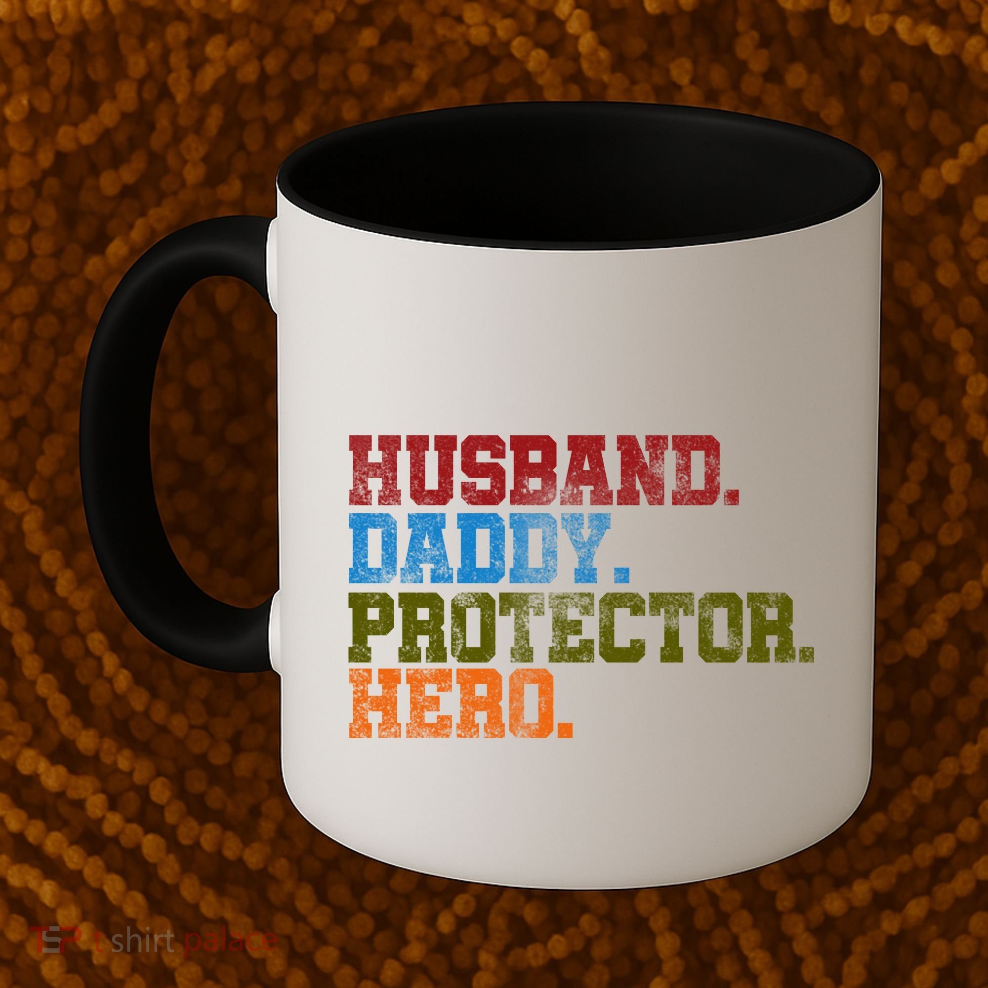 Husband Daddy Protector Hero Distressed Coffee Mug