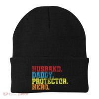 Husband Daddy Protector Hero Distressed Beanie thumb 0