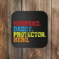Husband Daddy Protector Hero Distressed Coaster thumb 0