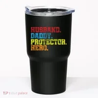 Husband Daddy Protector Hero Distressed Tumbler thumb 0