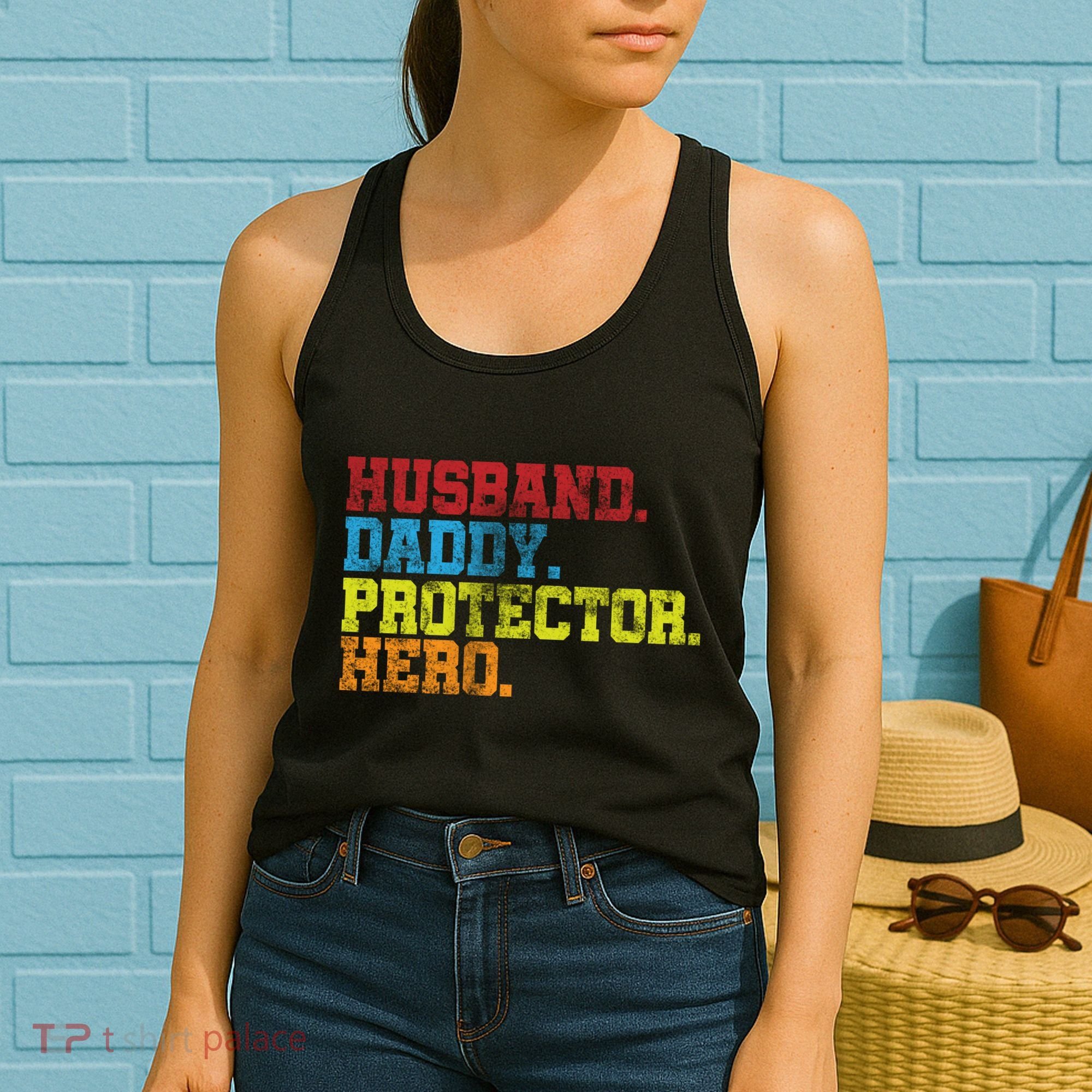 Husband Daddy Protector Hero Distressed Women's Tank Top