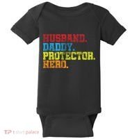 Husband Daddy Protector Hero Distressed Baby Bodysuit thumb 0
