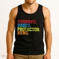Husband Daddy Protector Hero Distressed Tank Top thumb 3