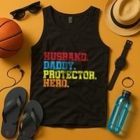 Husband Daddy Protector Hero Distressed Tank Top thumb 4