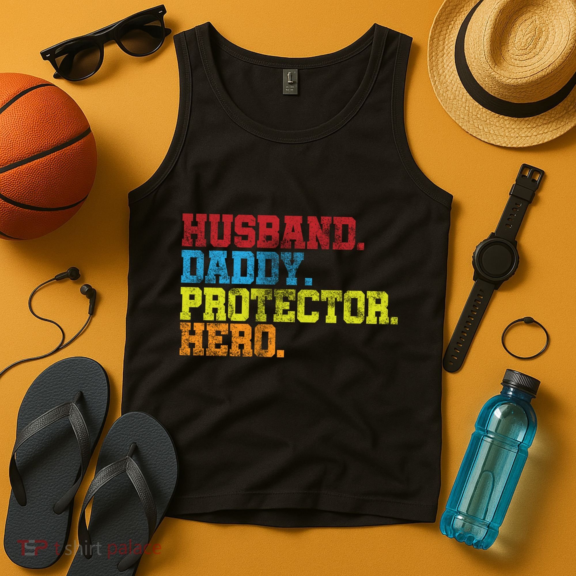 Husband Daddy Protector Hero Distressed Tank Top