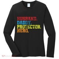 Husband Daddy Protector Hero Distressed Women's Long Sleeve Shirt thumb 0