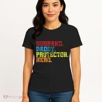 Husband Daddy Protector Hero Distressed Women's T-Shirt thumb 4