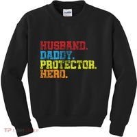 Husband Daddy Protector Hero Distressed Kids Sweatshirt thumb 0