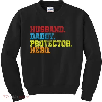 Husband Daddy Protector Hero Distressed Kids Sweatshirt