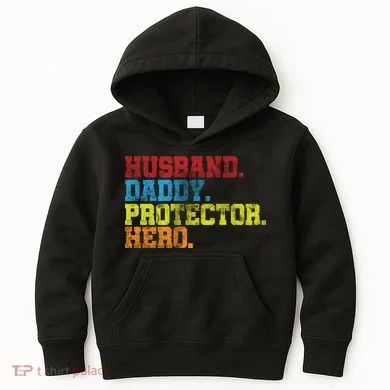 Husband Daddy Protector Hero Distressed Kids Hoodie