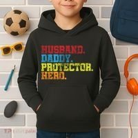 Husband Daddy Protector Hero Distressed Kids Hoodie thumb 2