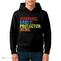 Husband Daddy Protector Hero Distressed Kids Hoodie thumb 4