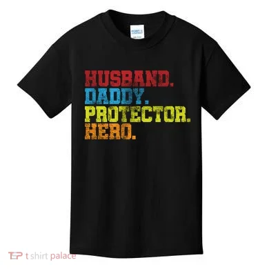 Husband Daddy Protector Hero Distressed Kids T-Shirt