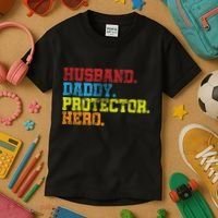 Husband Daddy Protector Hero Distressed Kids T-Shirt thumb 3