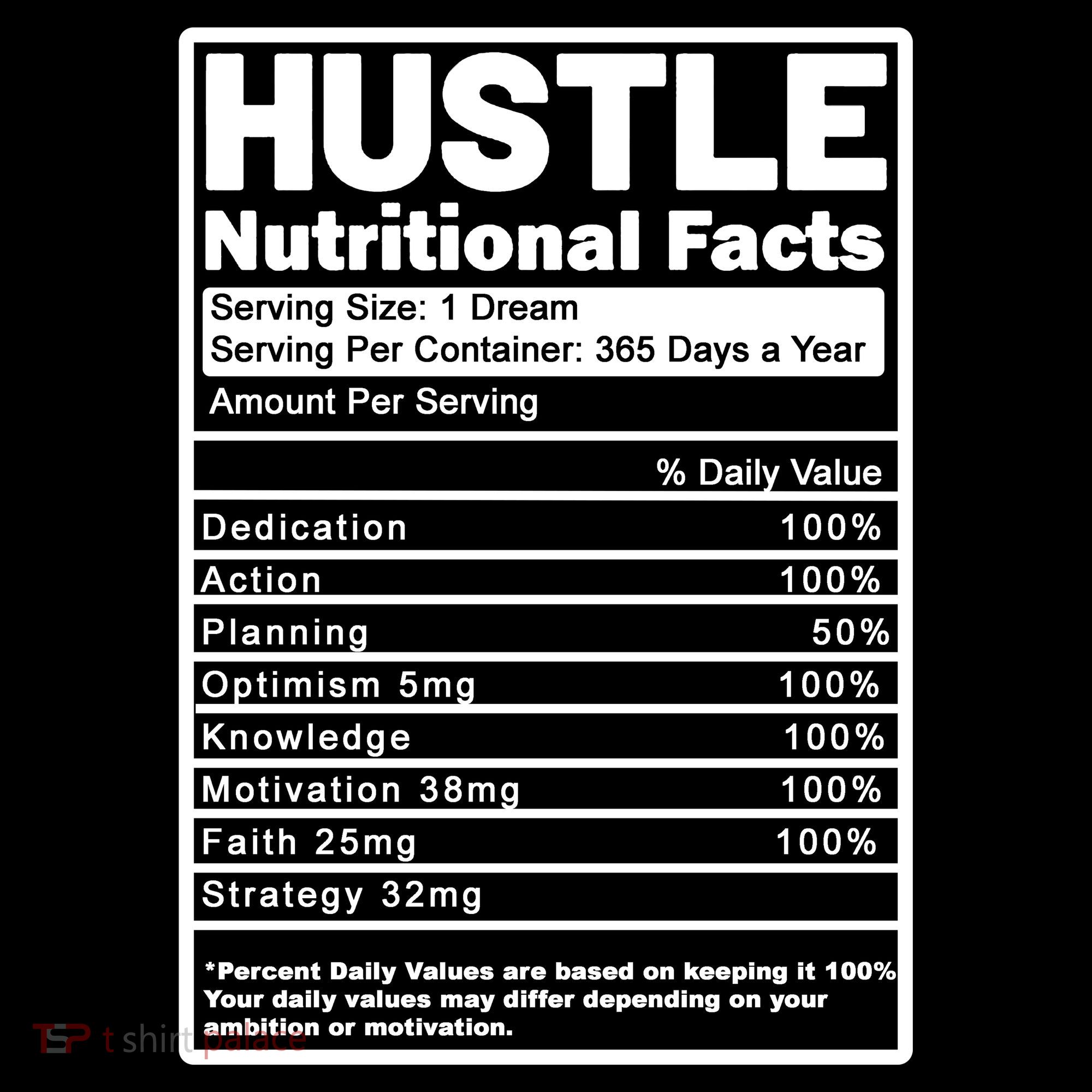 Hustle Nutrition Facts Values Visor