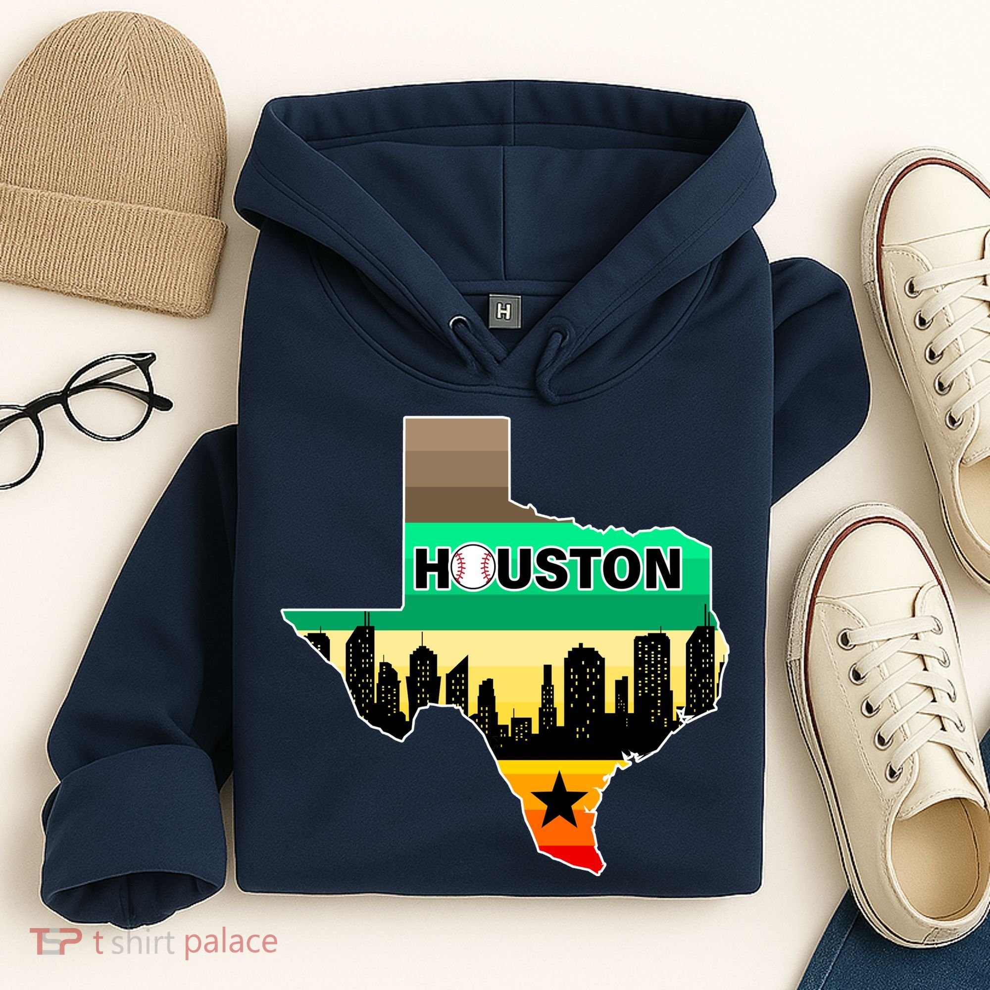 Huston Texas Baseball City Logo Hoodie