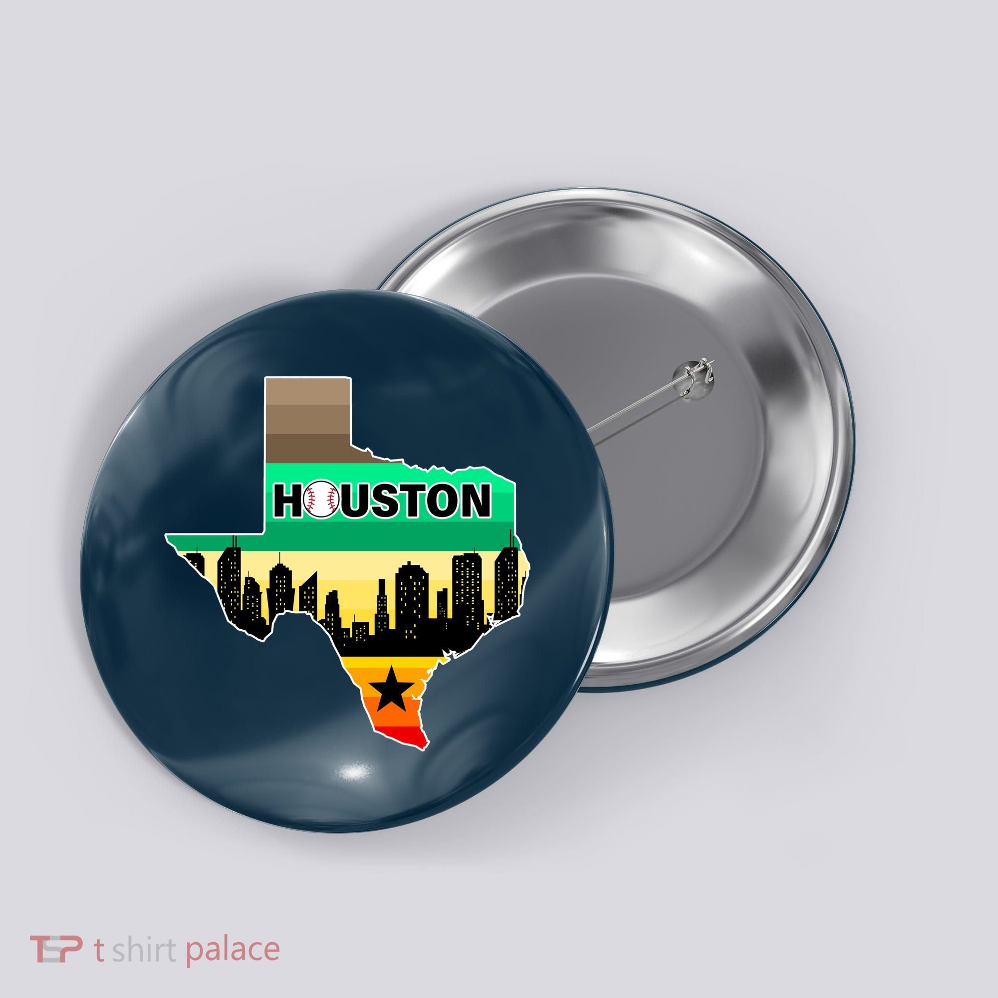 Huston Texas Baseball City Logo Button