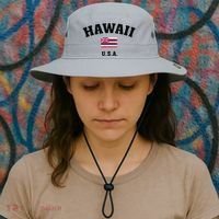 Hawaii Usa With American Flag Bucket Hat thumb 3