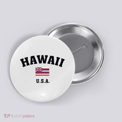 Hawaii Usa With American Flag Button