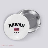 Hawaii Usa With American Flag Button thumb 0