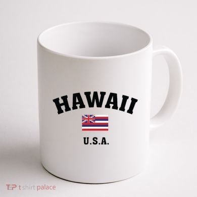 Hawaii Usa With American Flag Coffee Mug back