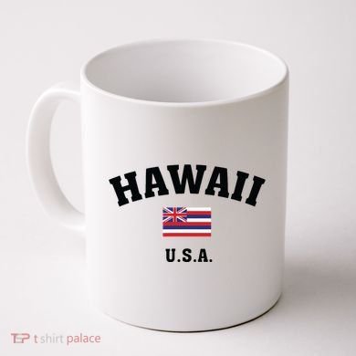 Hawaii Usa With American Flag Coffee Mug