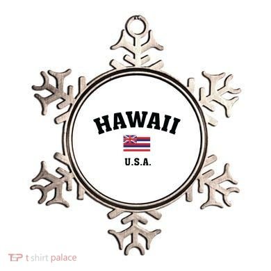 Hawaii Usa With American Flag Ornament