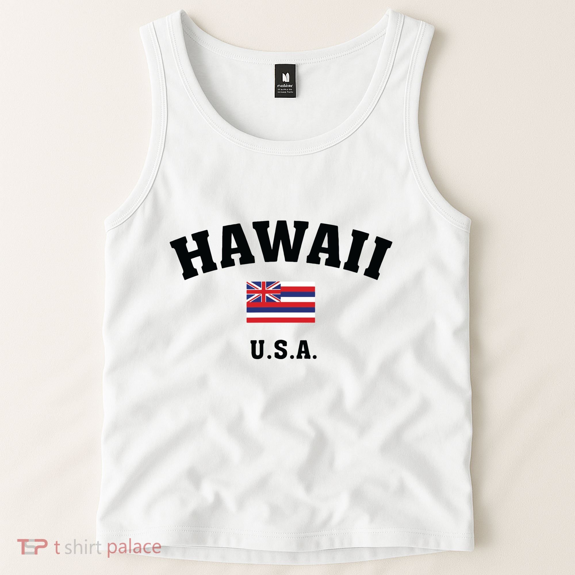 Hawaii Usa With American Flag Tank Top